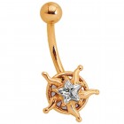 9 Karat Gold Bauchnabelpiercing mit Swarovski Stein