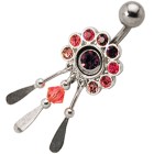 Schild für Bauchnabelpiercing 925 Sterling Silber mit Behang und Swarovski