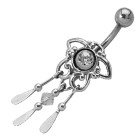 Schild für Bauchnabelpiercing 925 Sterling Silber mit Behang