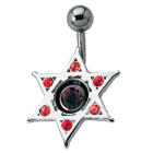 Schild für Bauchnabelpiercing 925 Sterling Silber Stern mit Swarovski