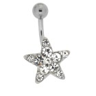 Bauchnabelpiercing mit Chirurgenstahlbanane und vielen Kristallsteinen