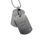 Doppel Dog Tag Edelstahl mattiert "Crystal" mit Gravur