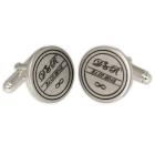 Gravurbeispiel Handgefertigte Manschettenknöpfe rund aus 925 Sterling Silber mit Ihrer Gravur