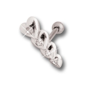 Helix Ohrpiercing 1.2x6mm mit Herz Design aus 925 Sterling Silber