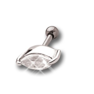 Helix Ohrpiercing 1.2x6mm mit 925 Sterling Silberdesign mit einem ovalen Kristall