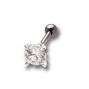 316L Helix Ohrpiercing 1.2x6mm mit einem runden Swarovski Kristall, crystal
