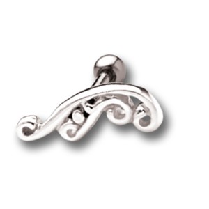 Helix Ohrpiercing mit Tattoo-Design 1 Kristall aus 925 Sterling Silber, links