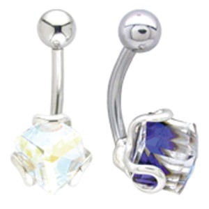 Bauchnabel Körperschmuck Piercing aus 925 Silber mit Disco Stein