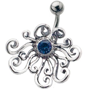 Stahl Bauchnabel Piercing mit Silber Design, crazy-Krake