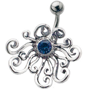 Bauchnabel Piercing Stahl mit Silber Design, crazy-Krake