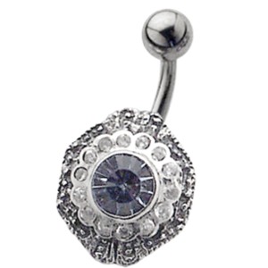 Bauchnabel Piercing mit Silber Design - Art Deko Style