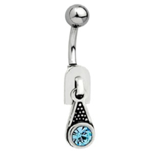 Navel piercing with 925 silver zipper motif