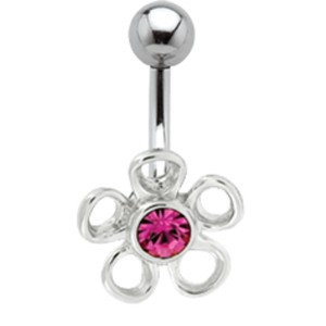 Bauchnabel Piercing mit 925 silber Blumen Motiv  87