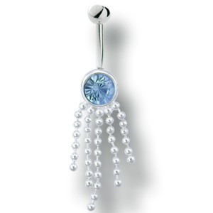 Bauchnabel Piercing mit 925 Silber 5 Kugelketten Design und Kristall
