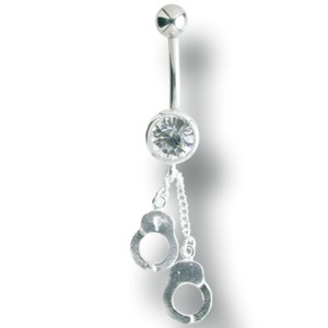 316L Chirurgenstahl Bauchnabel Piercing mit 925 Silber Handschellen,