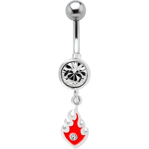 Bauchnabel Piercing mit 925 Silber Flammen Design
