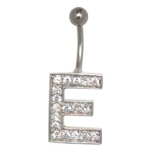Buchstaben-Bauchnabelpiercing E mit Stahl oder Titanbanane