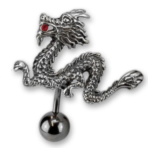 Bauchnabel Piercing, Motiv chinesischer Drache mit Kristall