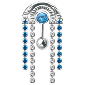 Upper Belly Shield Chain with four rhinestone chains