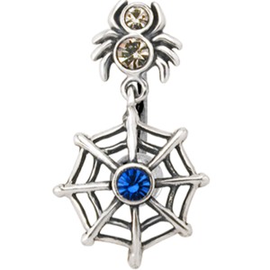 Bauchnabel Piercing aus Chirurgenstahl, Motiv aus Sterling Silber, Kristalle in rosa