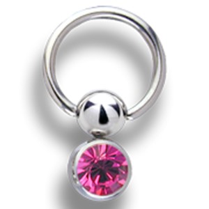 316L BCR Klemmkugelring mit juwellierter Kugel 1.6x14mm, light sapph