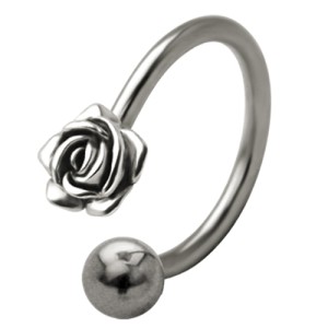 Front Circular Barbell mit Rosen Blüten Design in verschiedenen Größen