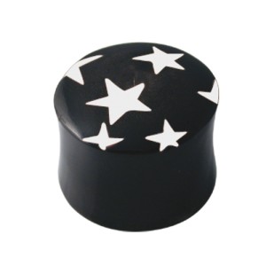 Ear piercing plug with white stars