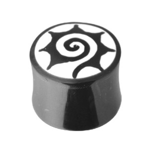 Organix plug with a spiral motif b/w, size selectable