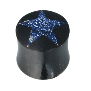 Organix Plug mit einer sternförmigen Einlage aus Opalstaub, 8mm Durchmesser, weiß