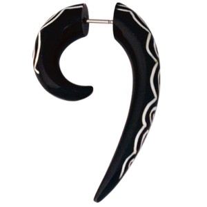 Pseudo-Piercing Spirale aus Wasserbüffelhorn, mit Intarsien