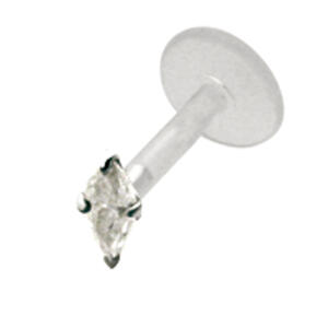 Bioplast Stecklabret mit kleinem ovalen Kristallstein 1.2x6mm / 1.2x8mm / 1.2x10mm