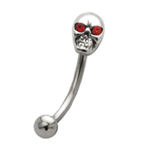 Augenbrauenpiercing 1,2x8mm mit Totenkopf-Design und Kristallen