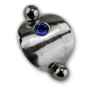 925 Sterling Silver beweglicher Aufsatz mit Bauchnabel Piercing Banane Stecker aus 316L Chirurgenstahl,1,6x12mm, aquamarin