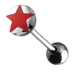 316L Stahl Barbell HantelRED STAR Aufsatz, 1.6x16mm