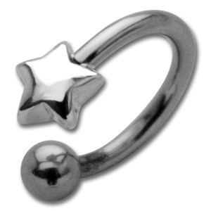 Hufeisen Piercing mit Front-Motiv Chirurgenstahl - Stern Sterling Silber