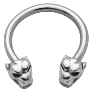 Side Hufeisen Piercing mit Tiger Motiv