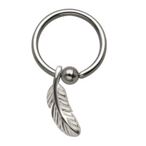 Kugelhalsband aus 316L BCR-Chirurgenstahl, 1,2 x 10 mm, mit hängender Feder