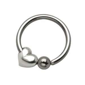 Kugelklemmring aus 316L BCR Chirurgenstahl 1,2 x 10 mm mit Herzanhänger