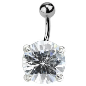 Bauchnabel Piercing mit rundem klarem Zirkon, mit verdächtigen Krallen