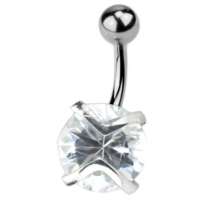 Bauchnabel Piercing WOW mit rundem klarem Zirkon