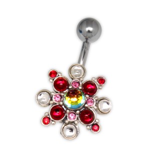 Bauchnabel Piercing mit Swarovski Cabouchon Steinen, Power-Stern