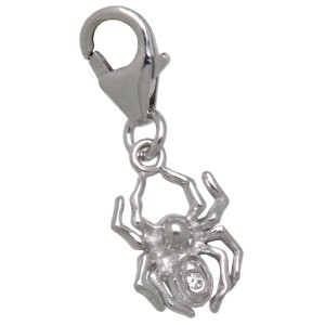 Charm-Anhänger krabbelnde Spinne mit Kristall zum einhängen in ein Bettelarmband