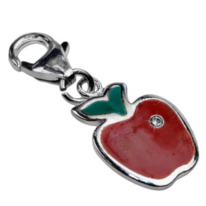 Anhänger roter Apfel aus 925 Sterling Silber, lackiert