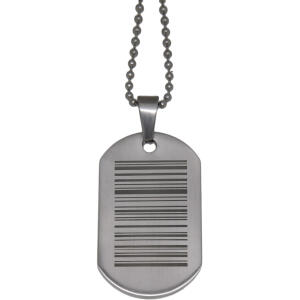 Anhänger Erkennungsmarke 23x38mm aus mattiertem Edelstahl mit individuellem Barcode