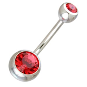 Bauchnabel Piercing aus Titan mit zwei Kristallkugeln 1,6x8mm, hp/sapphire ab