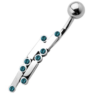 Bauchnabel Piercing mit Wave Design mit 8 Kristallen