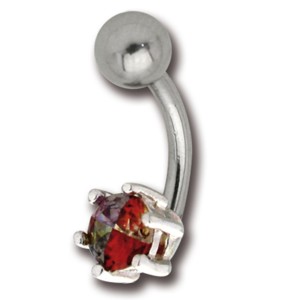 Bauchnabel Piercing mit einem Multi-Color Kristall, 8mm Durchmesser