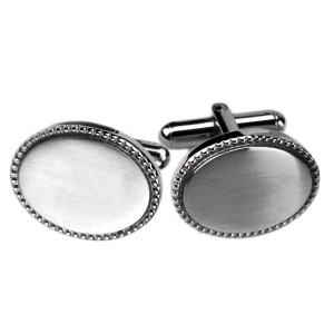 Manschettenknopf aus Edelstahl in ovaler Form, 20 x 15 mm