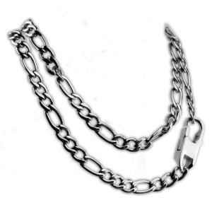 Figaro-Halskette  aus Edelstahl, hochglänzend poliert, Breite 7.7mm,  Länge ca. 60cm