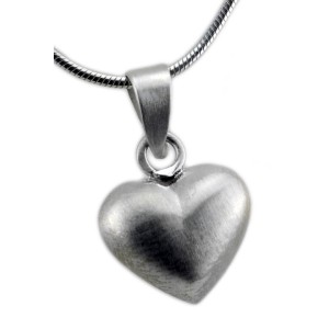 Heart-shaped matte pendant made of 925 sterling silver, 15x15mm